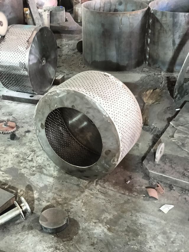 SS perforated centrifuge drum in fabrication